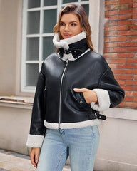 Black Faux Jacket-Women