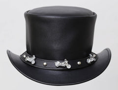 Black Leather Cowboy Top Hat