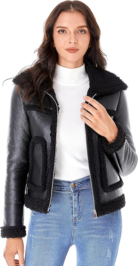 Black Leather Jacket-Women