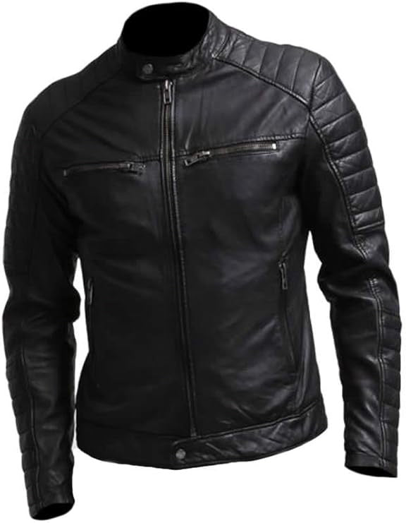 Black Sheepskin Leather Jacket-Men