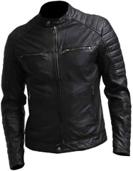 Black Sheepskin Leather Jacket-Men