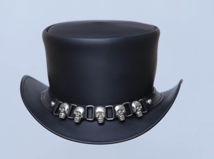 Black skull studs cowboy hat