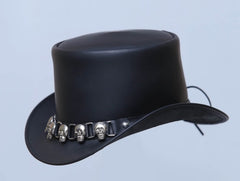 Black skull studs cowboy top hat