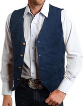 Blue Suede Leather Vest-Men