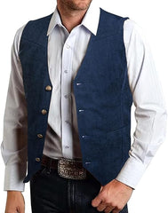 Blue Suede Leather Vest-Men