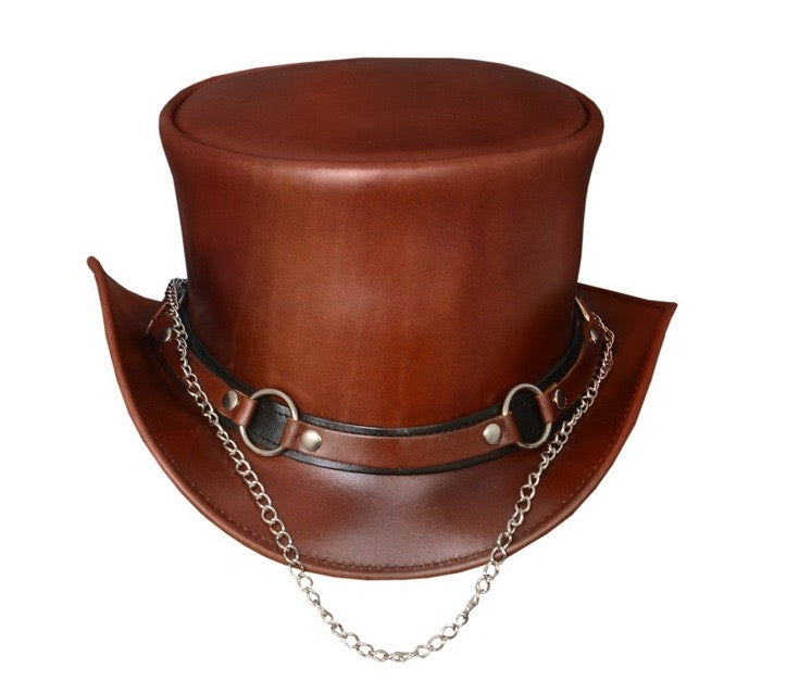 Brown Chain Cowboy Top Hat