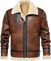 Brown Faux Leather Coat-Men
