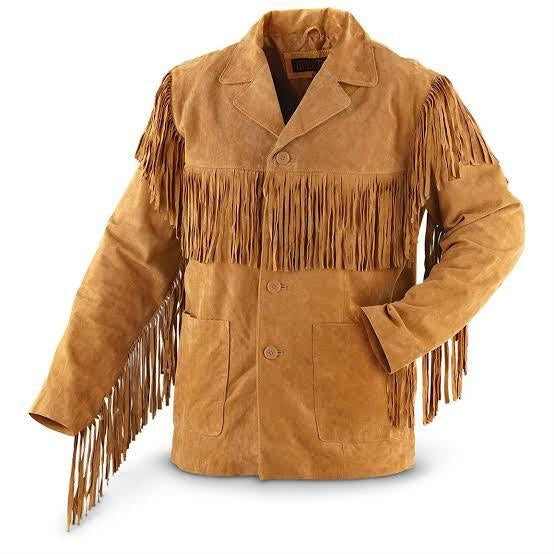 Brown Fringe Leather Jacket-Men