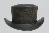 Engraved leather top hat-crocodile design