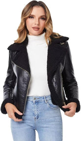 Fur Leather Jacket-Women
