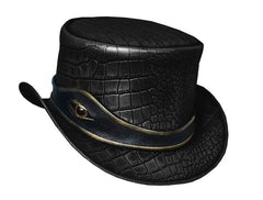 Black Steampunk Leather Top Hat