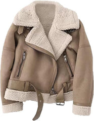 Beige Leather Coat-Women