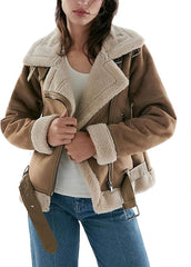 Beige Leather Coat-Women