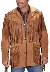 Brown Cowboy Leather Jackets-Men
