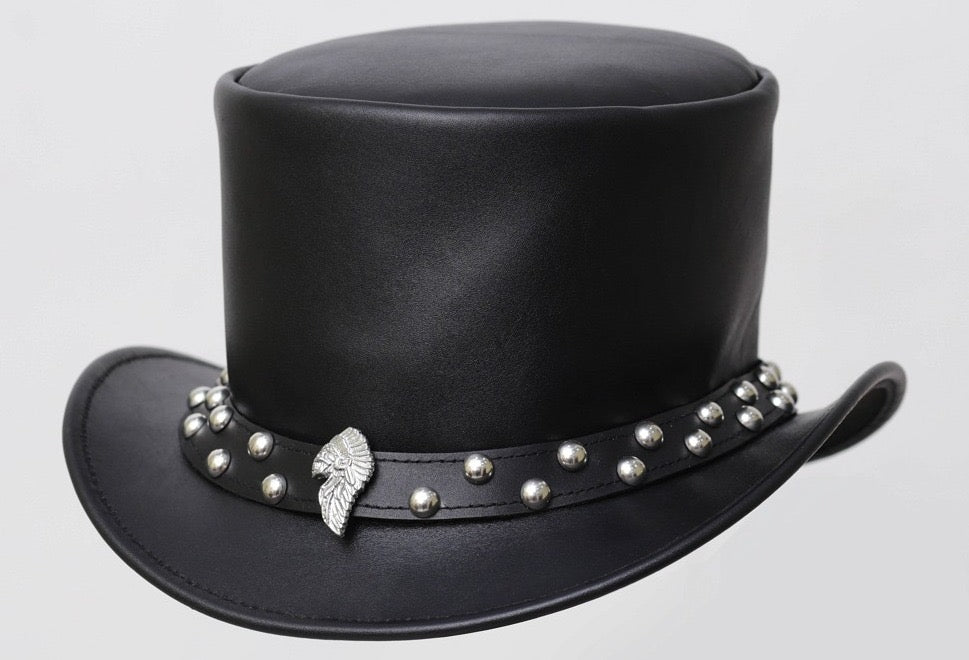 Black  Stud Cowboy Top Hat 