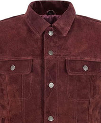 Maroon Suede Leather Vintage Jacket