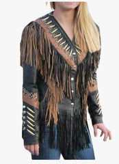 Traditional Western Style Fringed Jacket-women