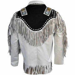 White Cowboy Leather jacket for Men