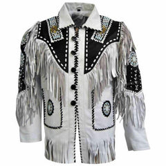 White Cowboy Leather jacket for Men