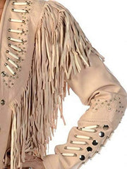  baige fringed suede jacket women 