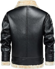 Black Faux Leather Coat-Men